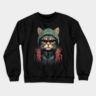 Hipster Cat With Glasses Crewneck Sweatshirt